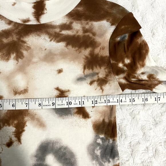 Zara Brown Tie Dye Thin Mock Neck Long Sleeve Boho Western Fitted Top M - Picture 7 of 7